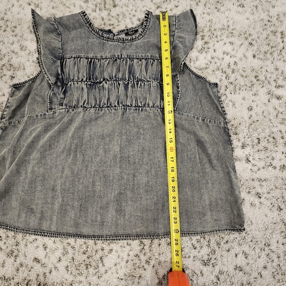 Rails SZ XXL Peasant Blue Filomena Flutter Short Sleeve Boxy Top Blouse - Picture 6 of 12